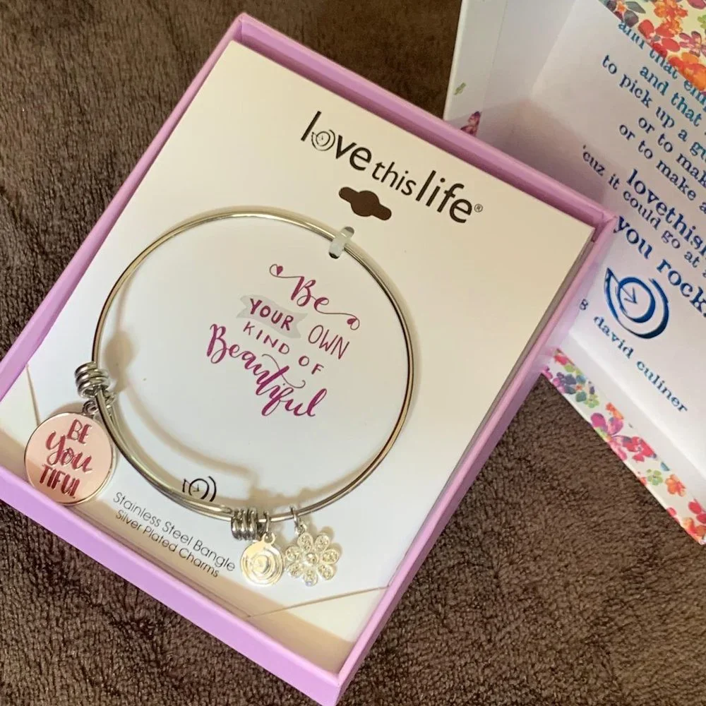 Love The Life Be Beautiful Silver Bangle